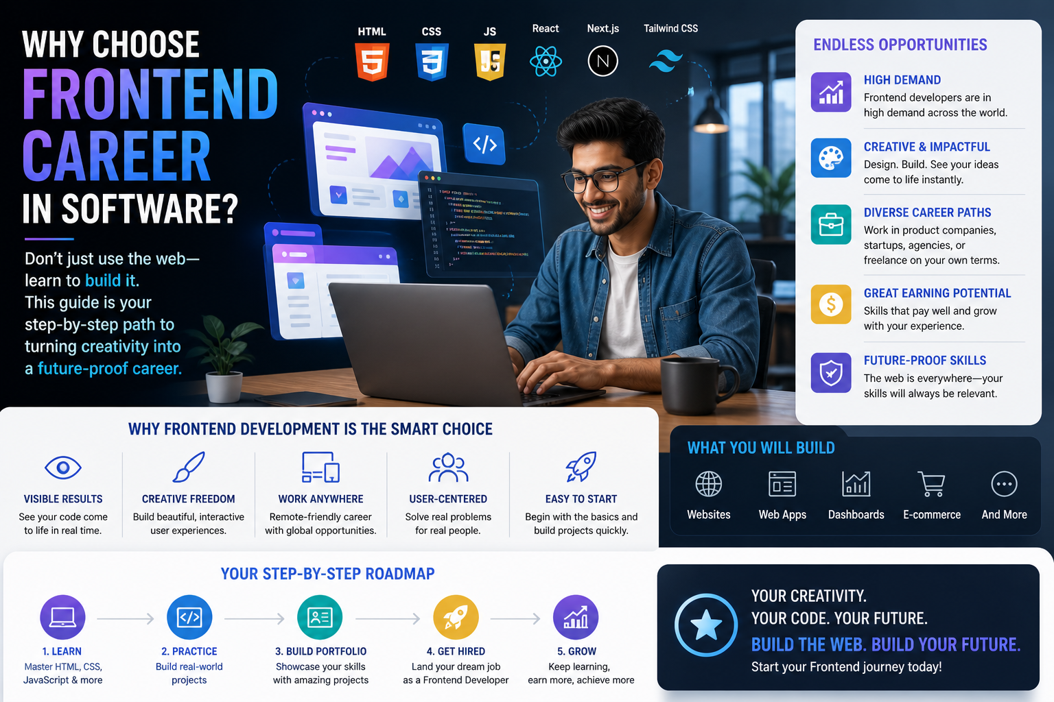 ChatGPT Image May 3, 2026, 08_44_22 PM Don’t just use the web—learn to build it. This guide is your step-by-step path to turning creativity into a high-demand frontend career that pays, scales, and stands out. - Image 1
